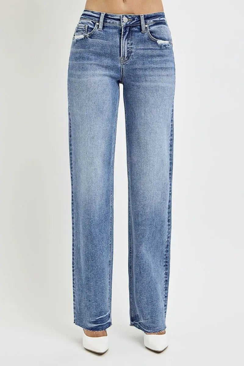 RISEN Full Size High Rise Straight Leg Jeans with Pockets - Love Salve